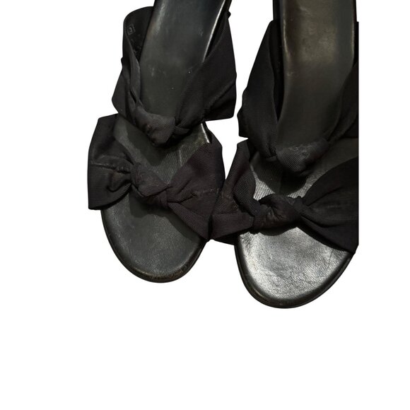 Munro American Black Sandal Mules Bow Detail Natural Rubber Sole Sz 8.5 - Picture 4 of 8